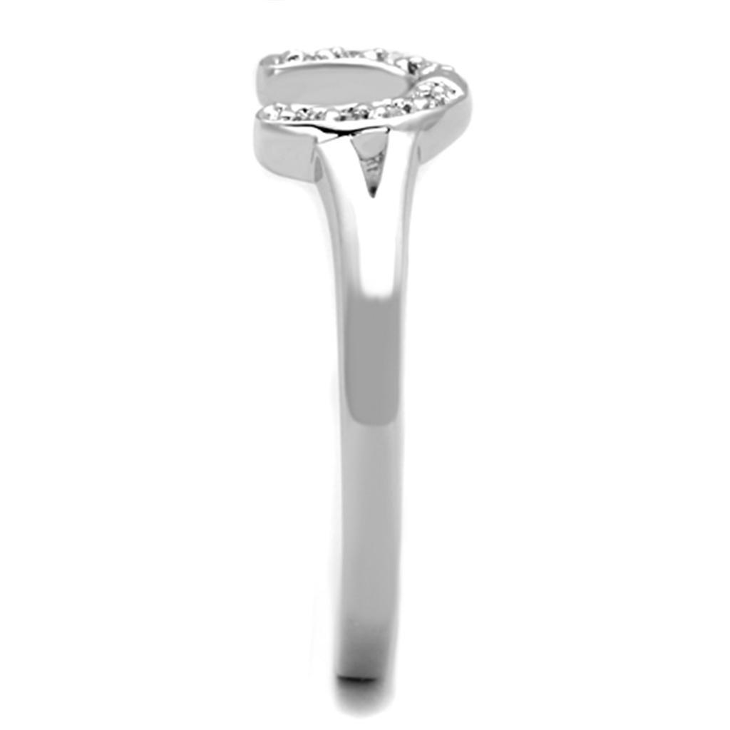 3W762 - Rhodium Brass Ring with AAA Grade CZ  in Clear-3