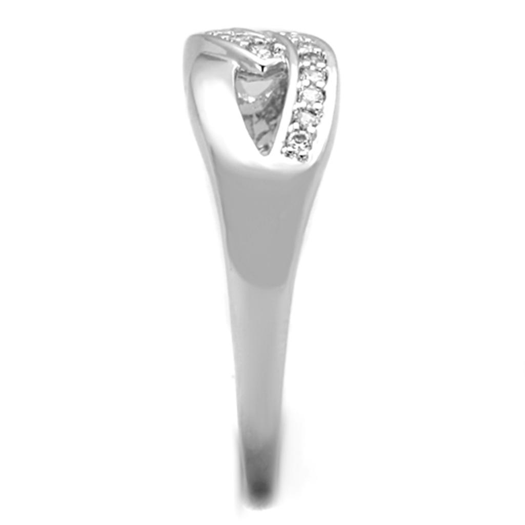 3W763 - Rhodium Brass Ring with AAA Grade CZ  in Clear-3