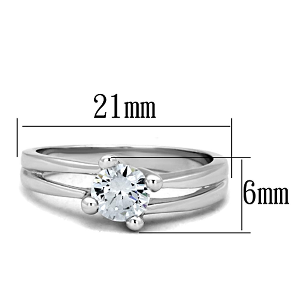 3W764 - Rhodium Brass Ring with AAA Grade CZ  in Clear-1