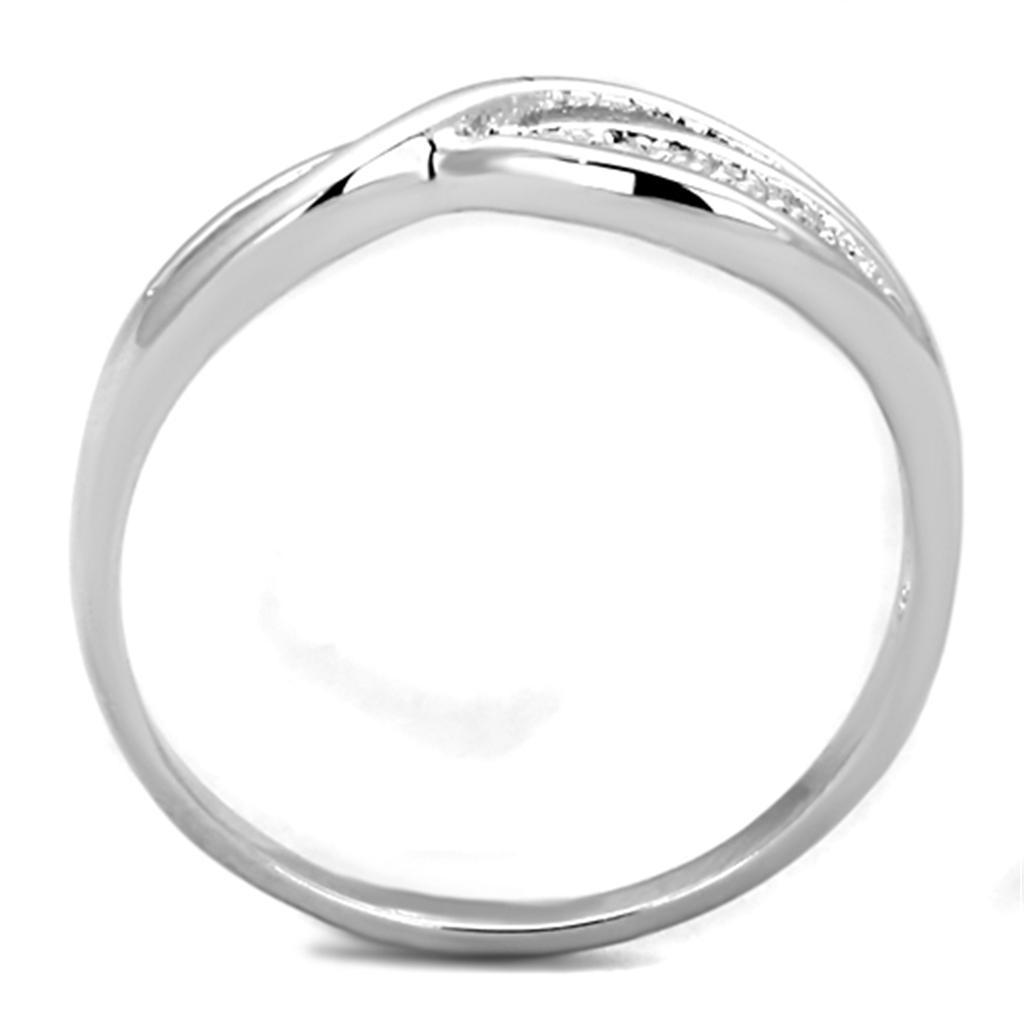 3W768 - Rhodium Brass Ring with AAA Grade CZ  in Clear-2
