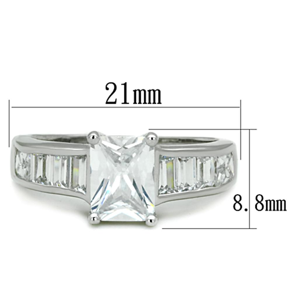 3W769 - Rhodium Brass Ring with AAA Grade CZ  in Clear-1