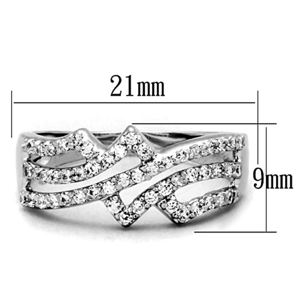 3W771 - Rhodium Brass Ring with AAA Grade CZ  in Clear-1