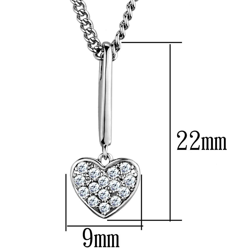 3W773 - Rhodium Brass Chain Pendant with AAA Grade CZ  in Clear-1