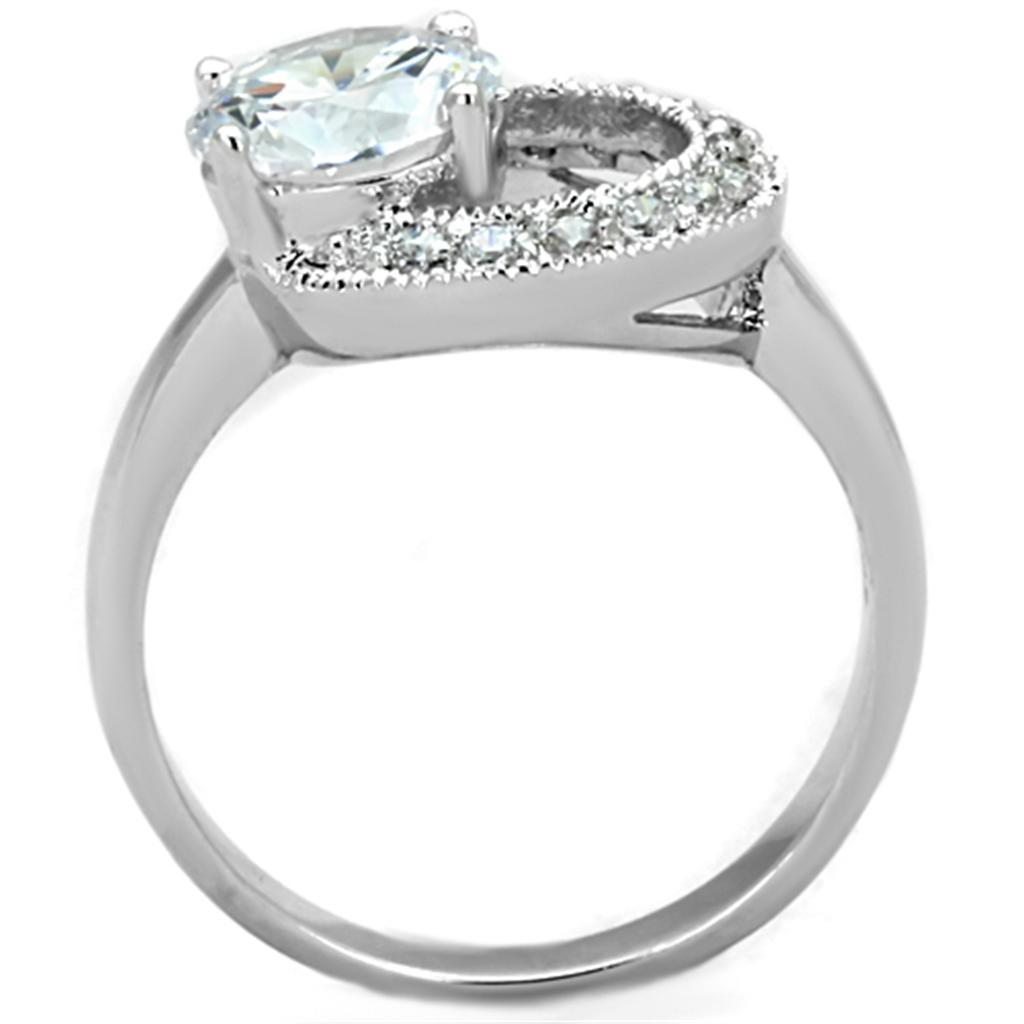 3W774 - Rhodium Brass Ring with AAA Grade CZ  in Clear-2