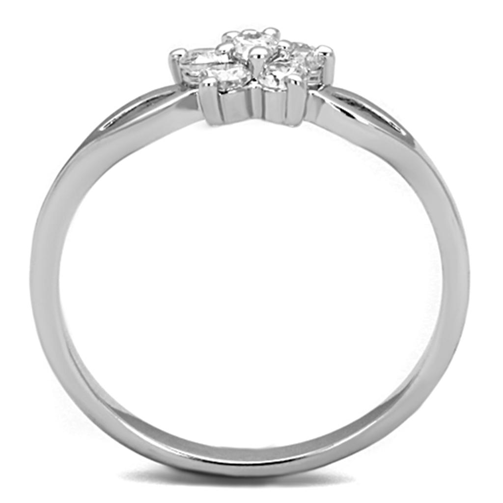 3W775 - Rhodium Brass Ring with AAA Grade CZ  in Clear-2