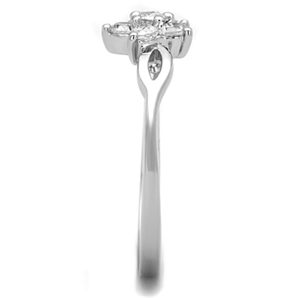 3W775 - Rhodium Brass Ring with AAA Grade CZ  in Clear-3