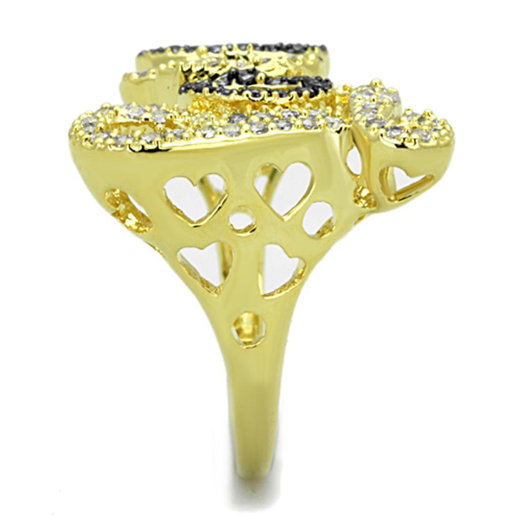 3W777 - Gold+Ruthenium Brass Ring with AAA Grade CZ  in Amethyst-3