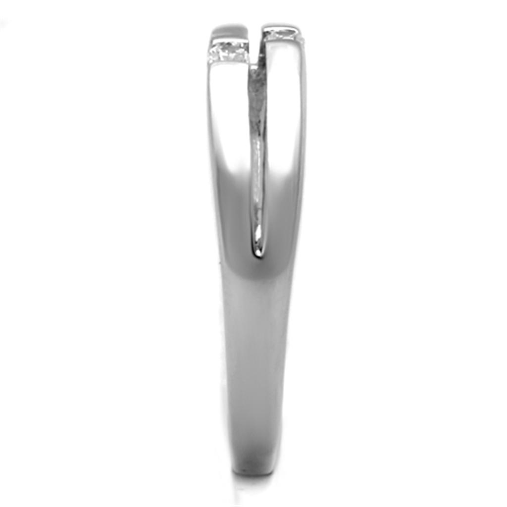 3W779 - Rhodium Brass Ring with AAA Grade CZ  in Clear-3