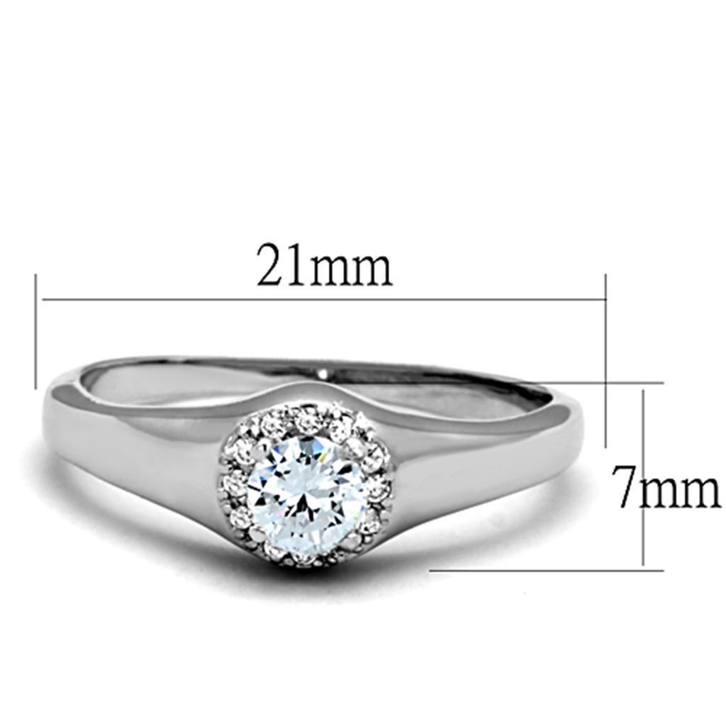 3W780 - Rhodium Brass Ring with AAA Grade CZ  in Clear-1