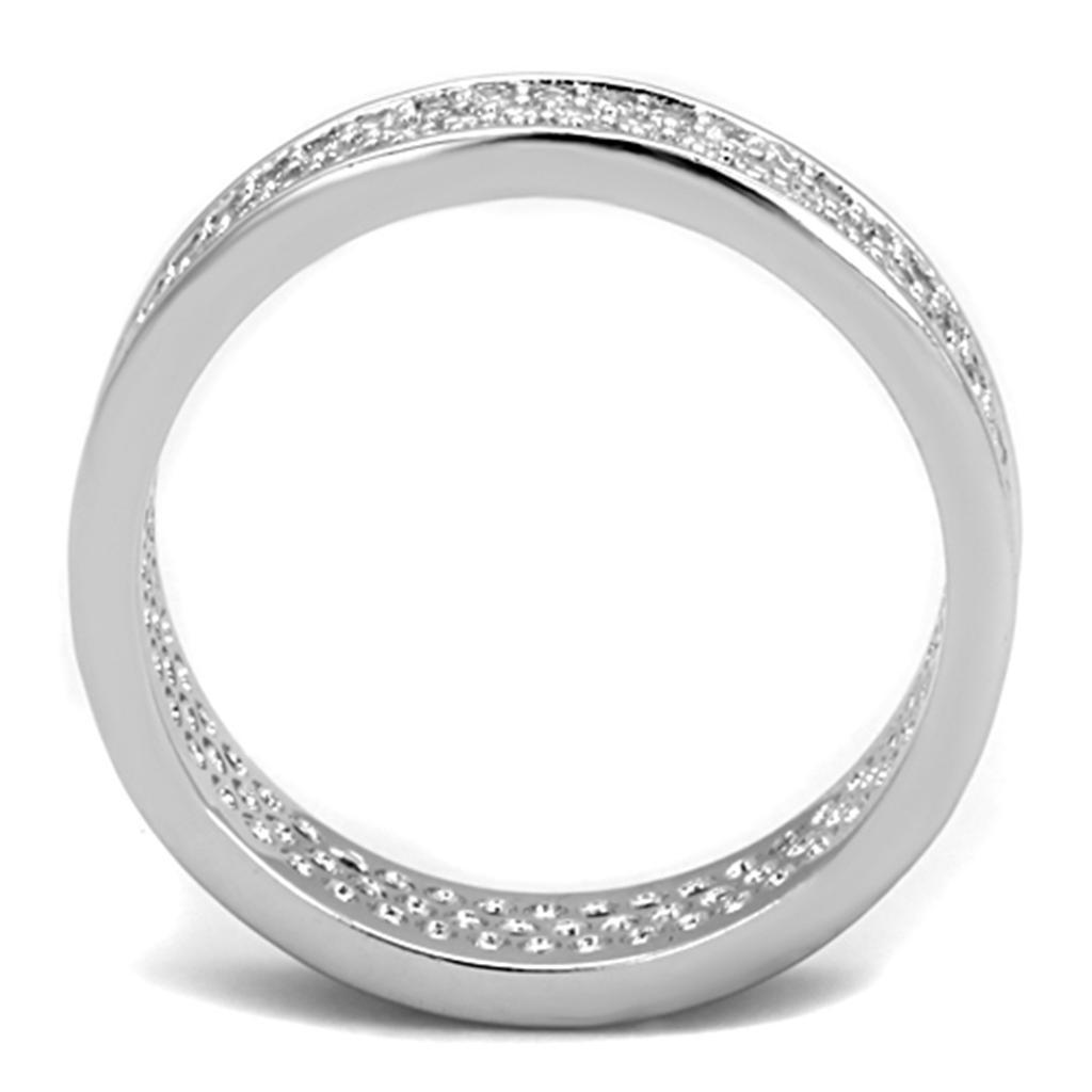 3W781 - Rhodium Brass Ring with AAA Grade CZ  in Clear-2