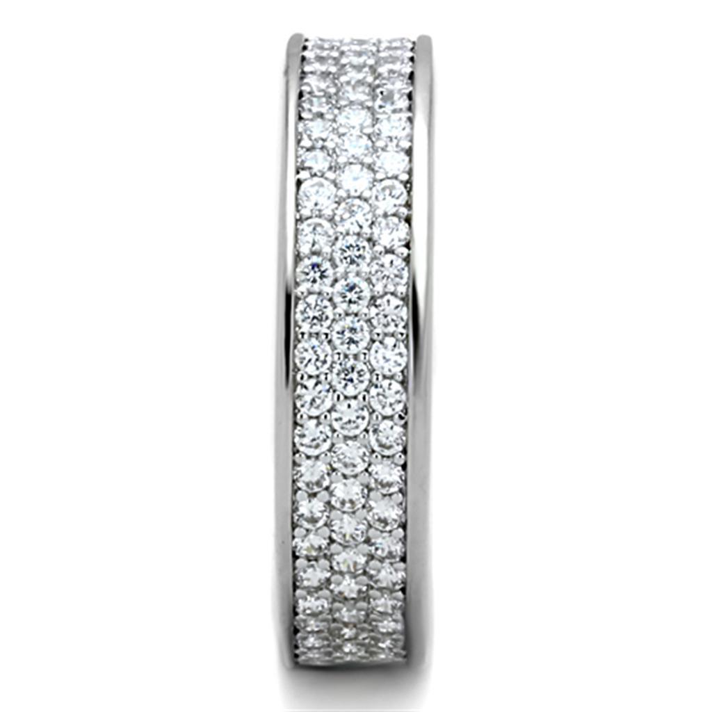 3W781 - Rhodium Brass Ring with AAA Grade CZ  in Clear-3