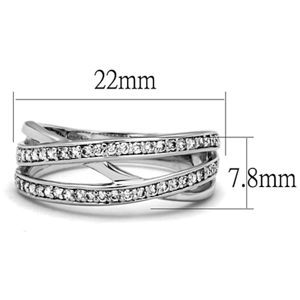 3W782 - Rhodium Brass Ring with AAA Grade CZ  in Clear-1