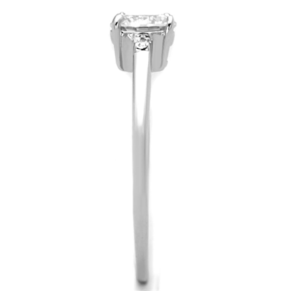 3W786 - Rhodium Brass Ring with AAA Grade CZ  in Clear-3