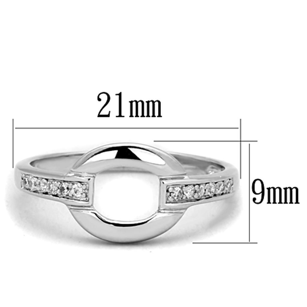 3W790 - Rhodium Brass Ring with AAA Grade CZ  in Clear-1