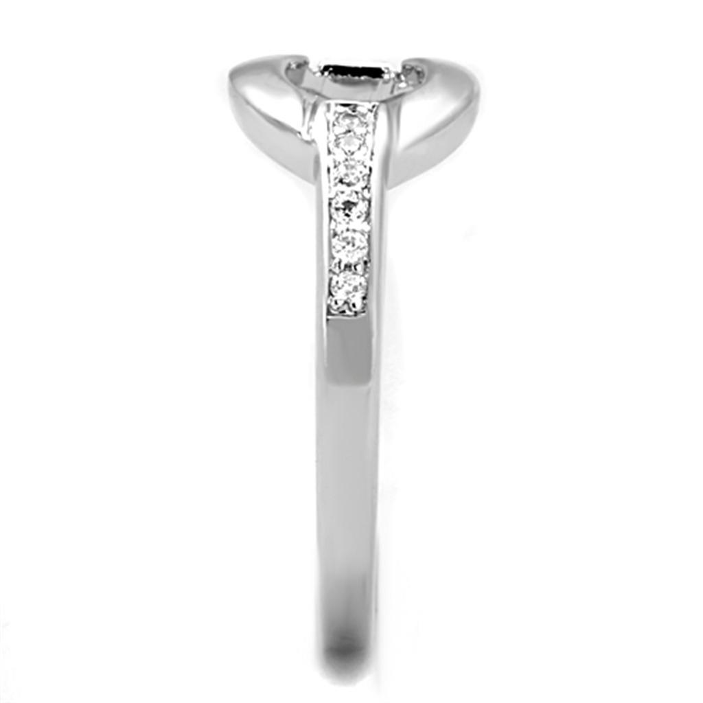 3W790 - Rhodium Brass Ring with AAA Grade CZ  in Clear-3