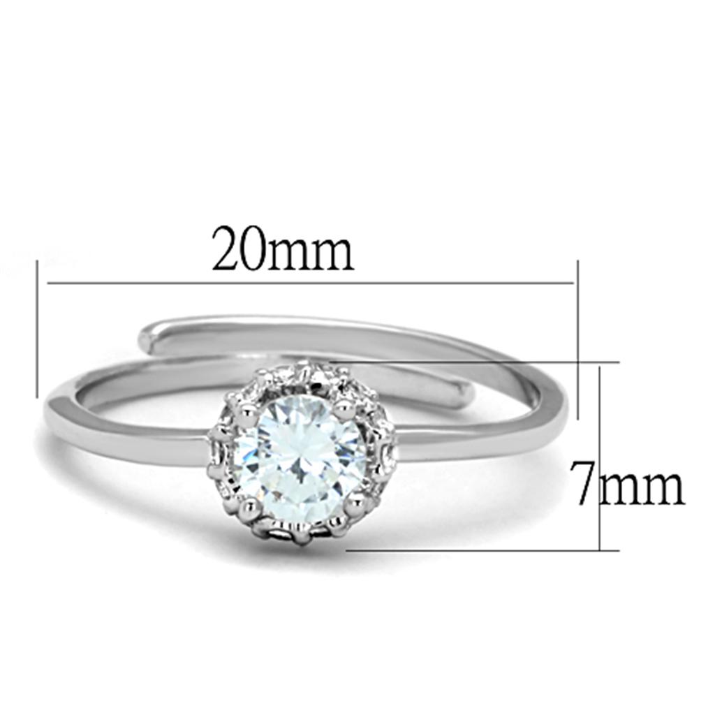 3W795 - Rhodium Brass Ring with AAA Grade CZ  in Clear-1
