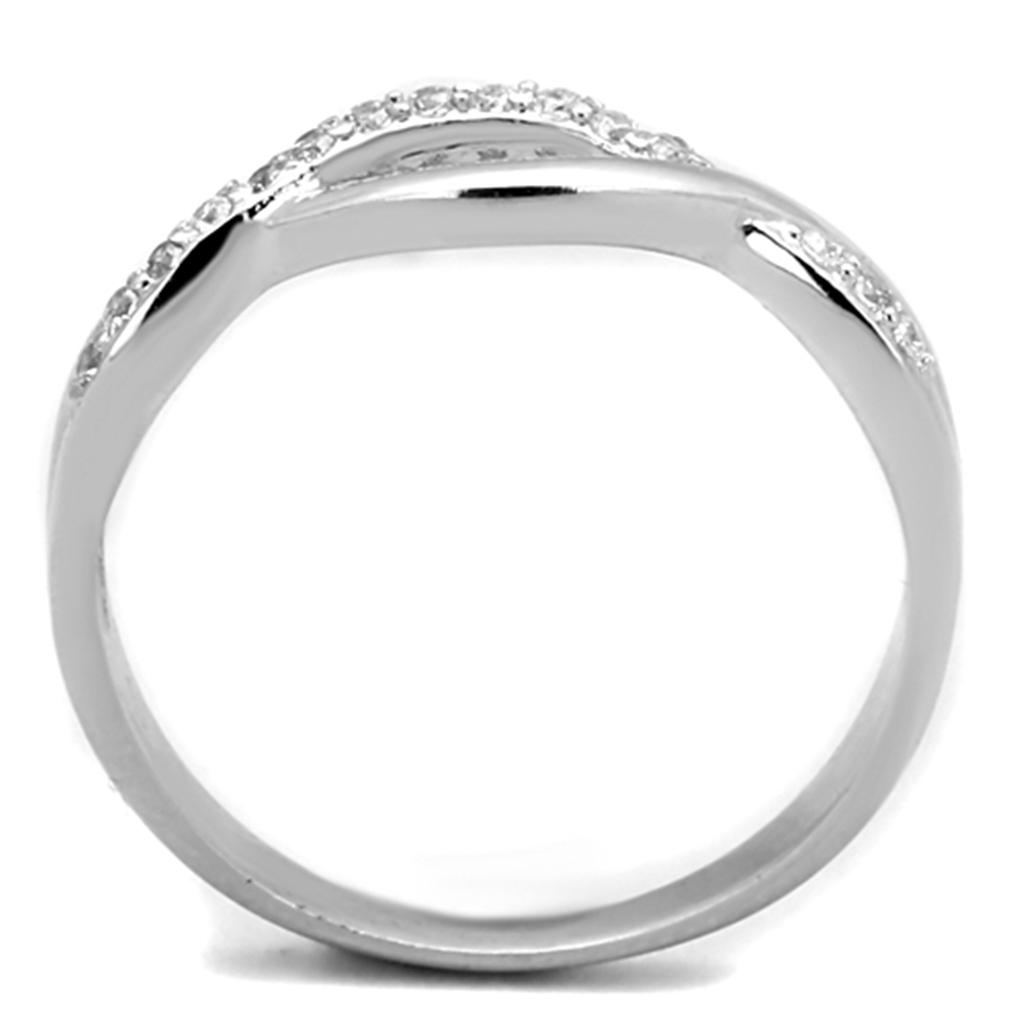 3W796 - Rhodium Brass Ring with AAA Grade CZ  in Clear-2