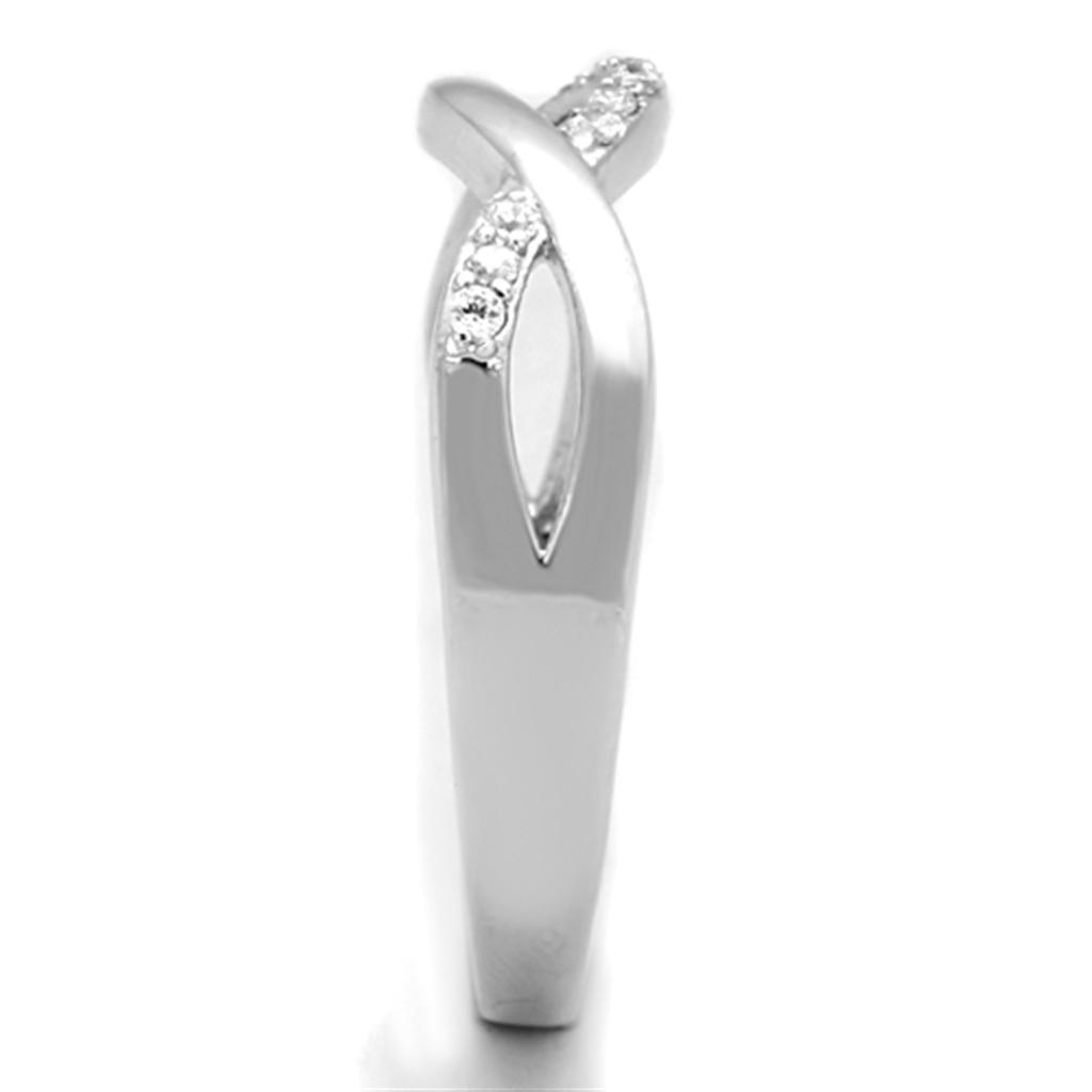 3W796 - Rhodium Brass Ring with AAA Grade CZ  in Clear-3