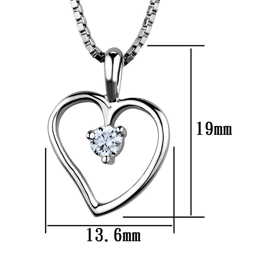 3W797 - Rhodium Brass Chain Pendant with AAA Grade CZ  in Clear-1