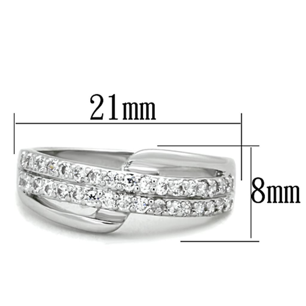 3W798 - Rhodium Brass Ring with AAA Grade CZ  in Clear-1