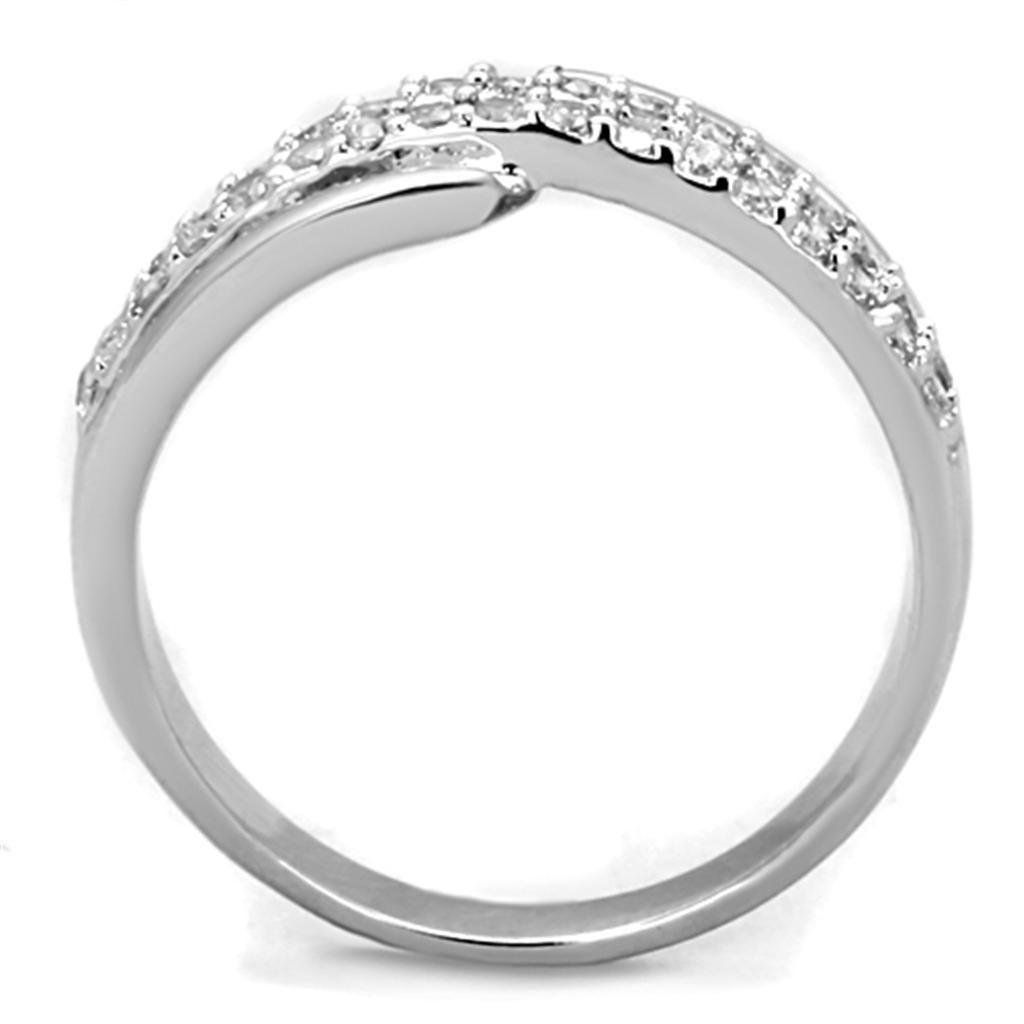 3W798 - Rhodium Brass Ring with AAA Grade CZ  in Clear-2