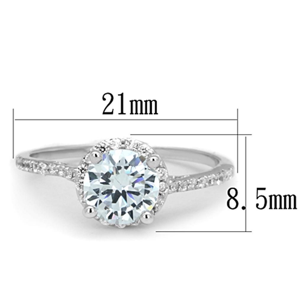3W801 - Rhodium Brass Ring with AAA Grade CZ  in Clear-1