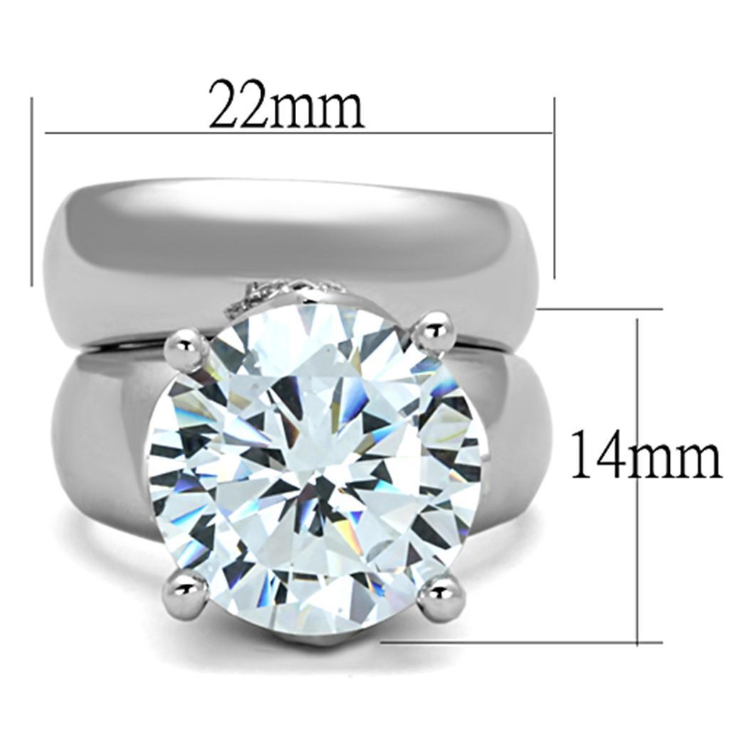 3W802 - Rhodium Brass Ring with AAA Grade CZ  in Clear-1