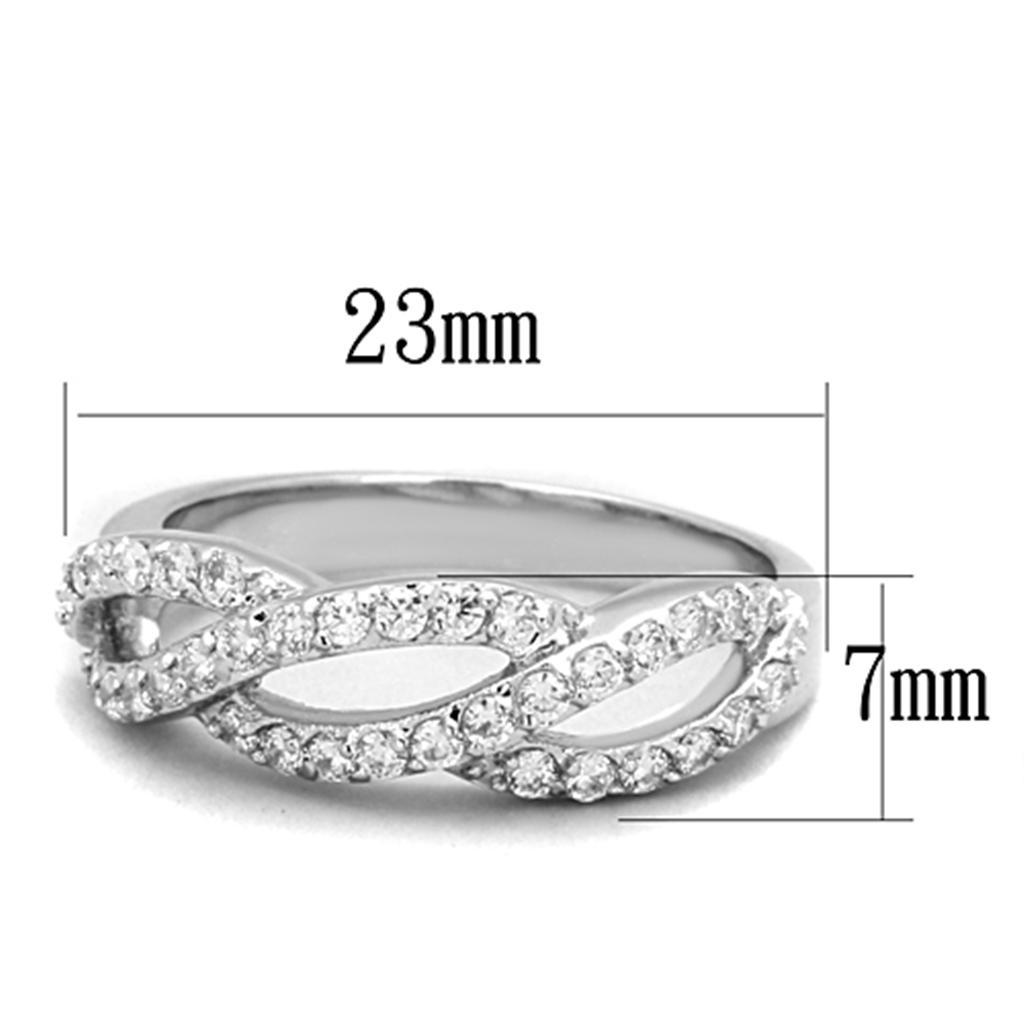 3W809 - Rhodium Brass Ring with AAA Grade CZ  in Clear-1
