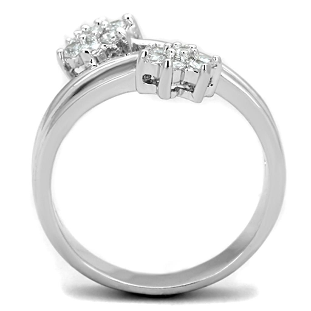 3W810 - Rhodium Brass Ring with AAA Grade CZ  in Clear-2