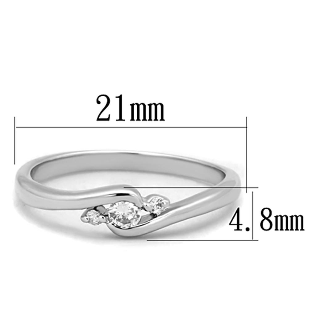3W822 - Rhodium Brass Ring with AAA Grade CZ  in Clear-1