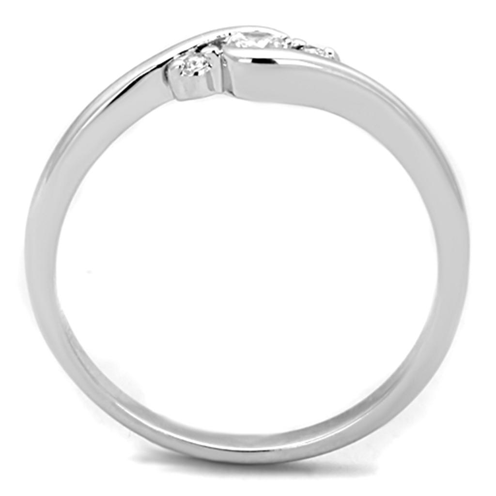 3W822 - Rhodium Brass Ring with AAA Grade CZ  in Clear-2