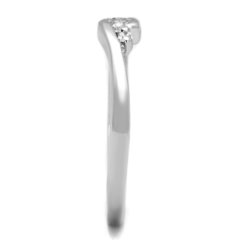 3W822 - Rhodium Brass Ring with AAA Grade CZ  in Clear-3