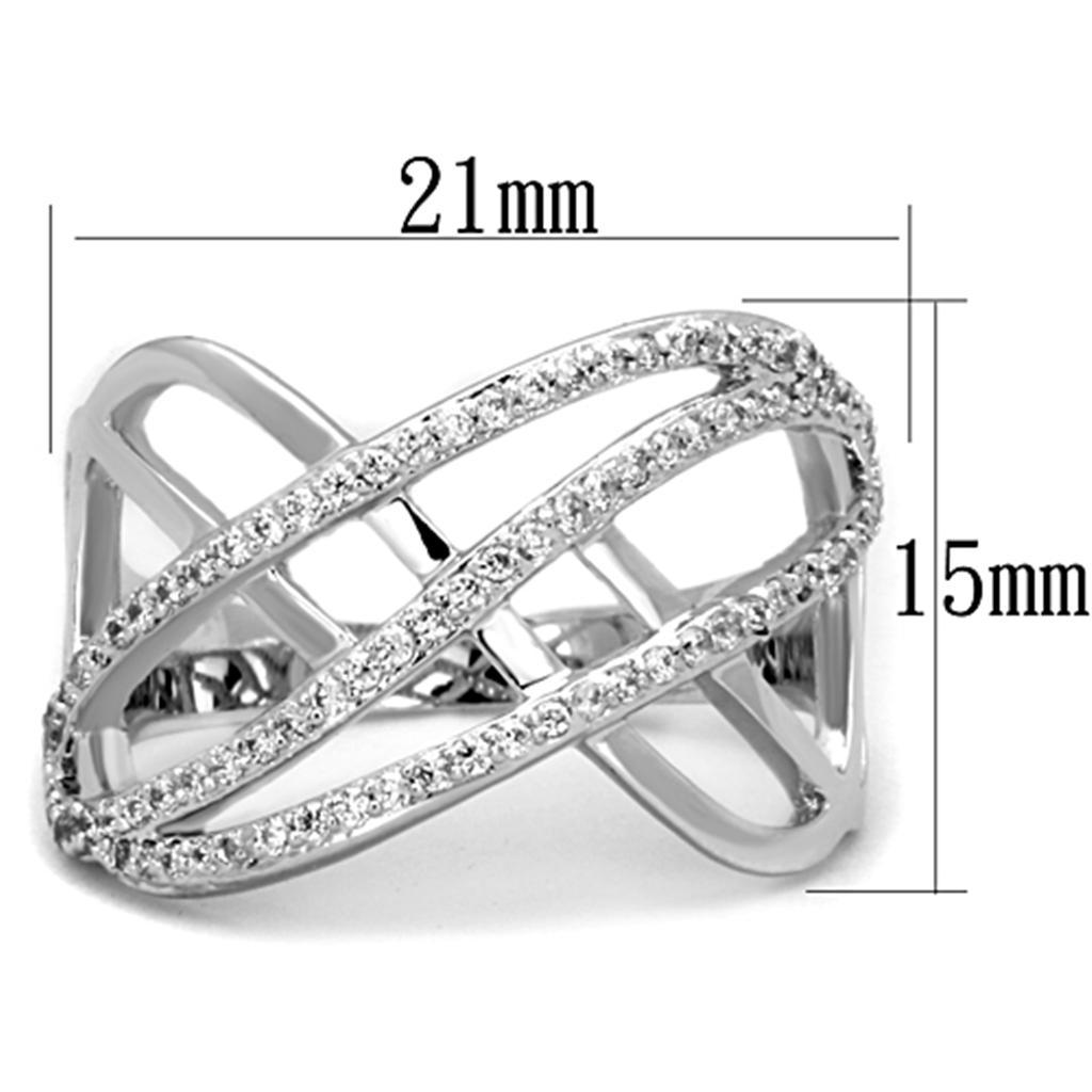 3W823 - Rhodium Brass Ring with AAA Grade CZ  in Clear-1