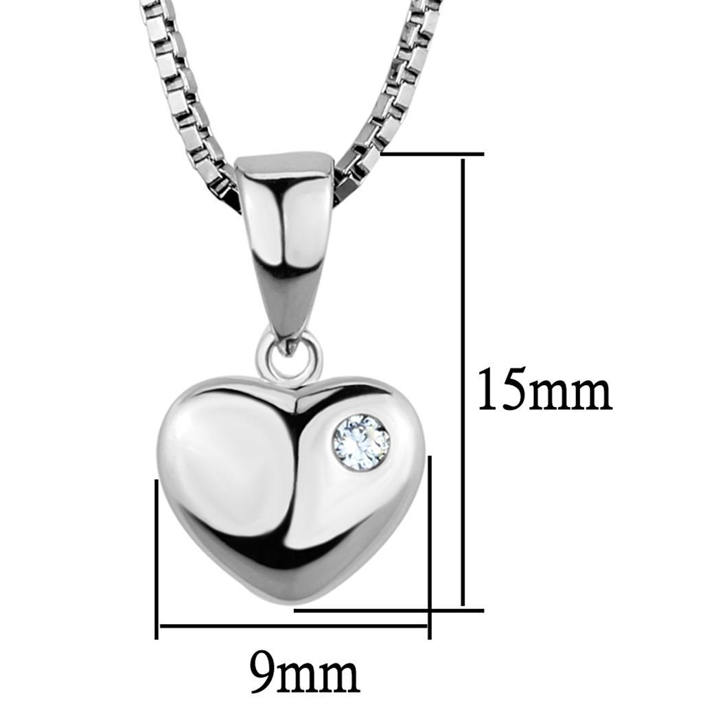 3W825 - Rhodium Brass Chain Pendant with AAA Grade CZ  in Clear-1