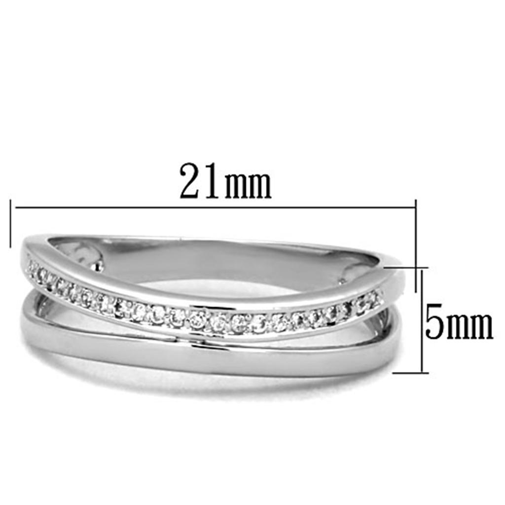 3W829 - Rhodium Brass Ring with AAA Grade CZ  in Clear-1