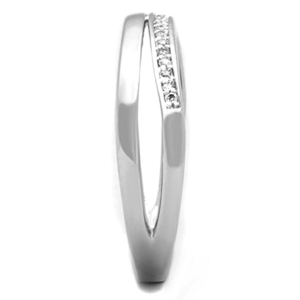 3W829 - Rhodium Brass Ring with AAA Grade CZ  in Clear-3