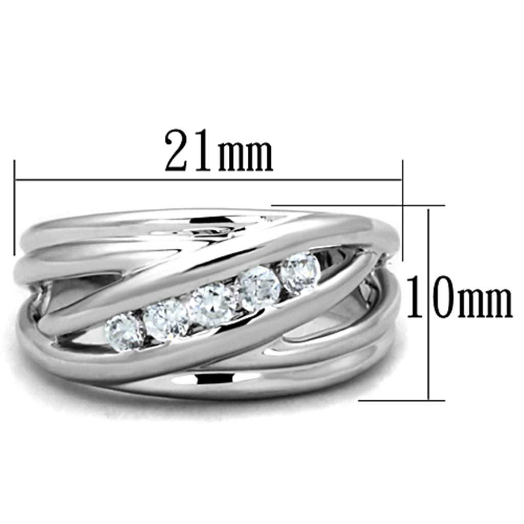 3W830 - Rhodium Brass Ring with AAA Grade CZ  in Clear-1