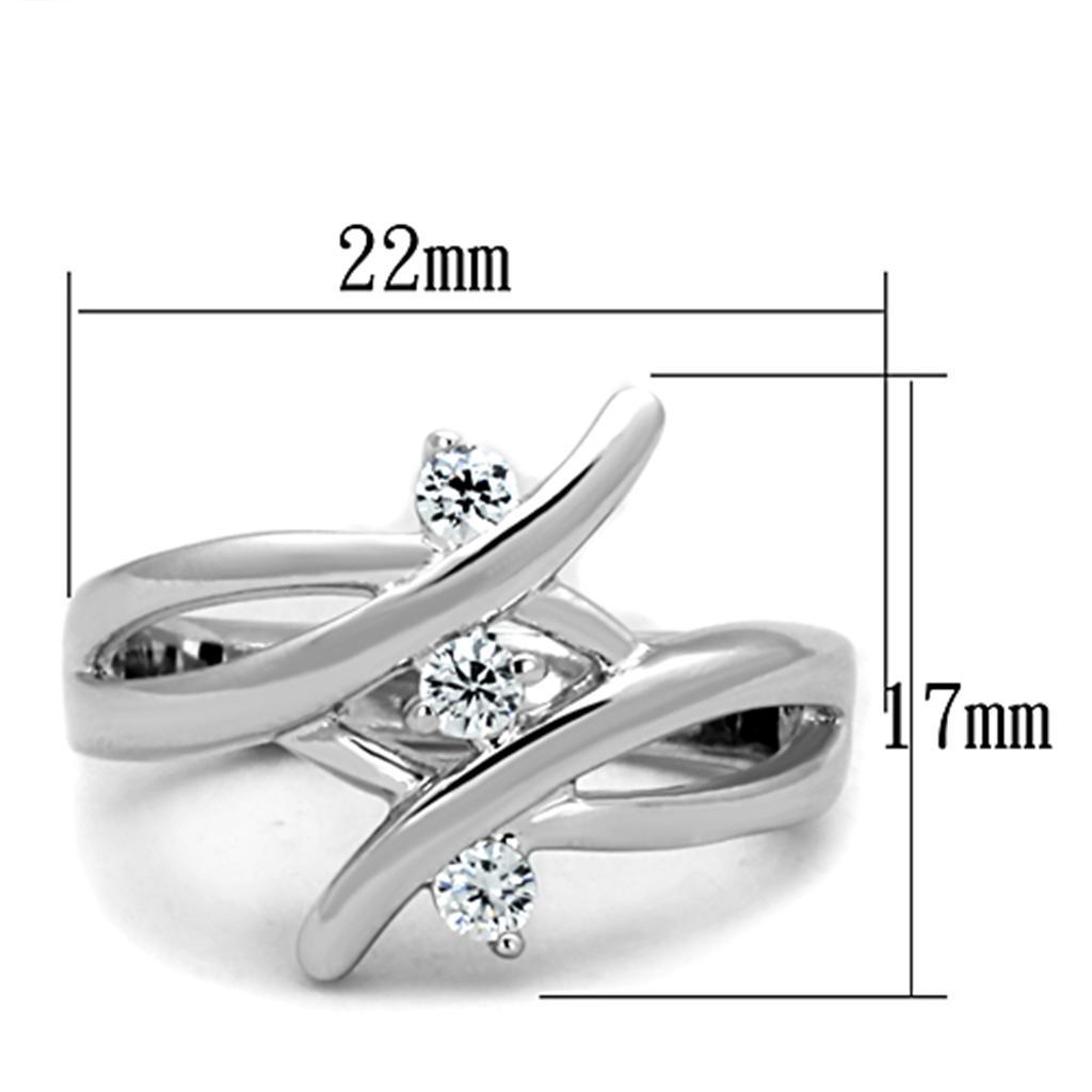 3W833 - Rhodium Brass Ring with AAA Grade CZ  in Clear-1
