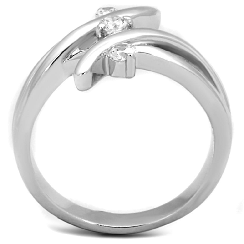 3W833 - Rhodium Brass Ring with AAA Grade CZ  in Clear-2