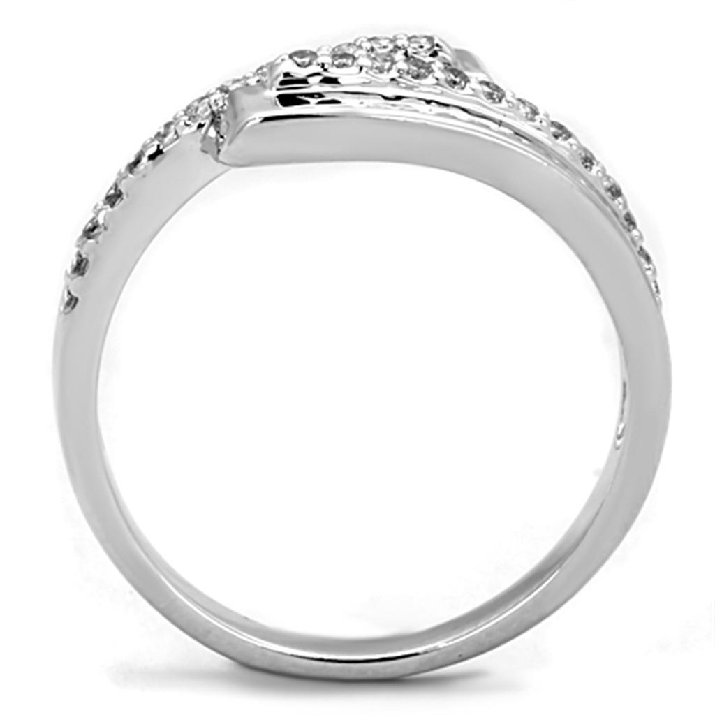 3W835 - Rhodium Brass Ring with AAA Grade CZ  in Clear-2