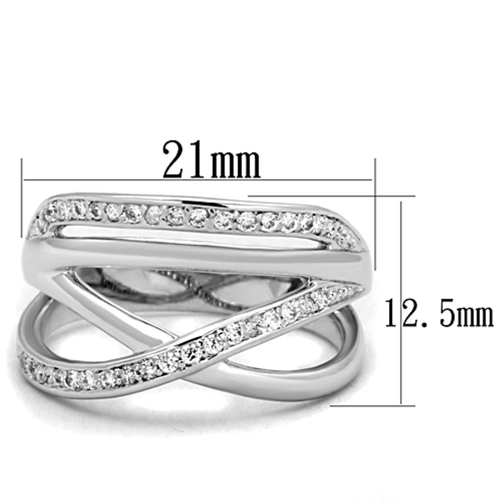 3W836 - Rhodium Brass Ring with AAA Grade CZ  in Clear-1