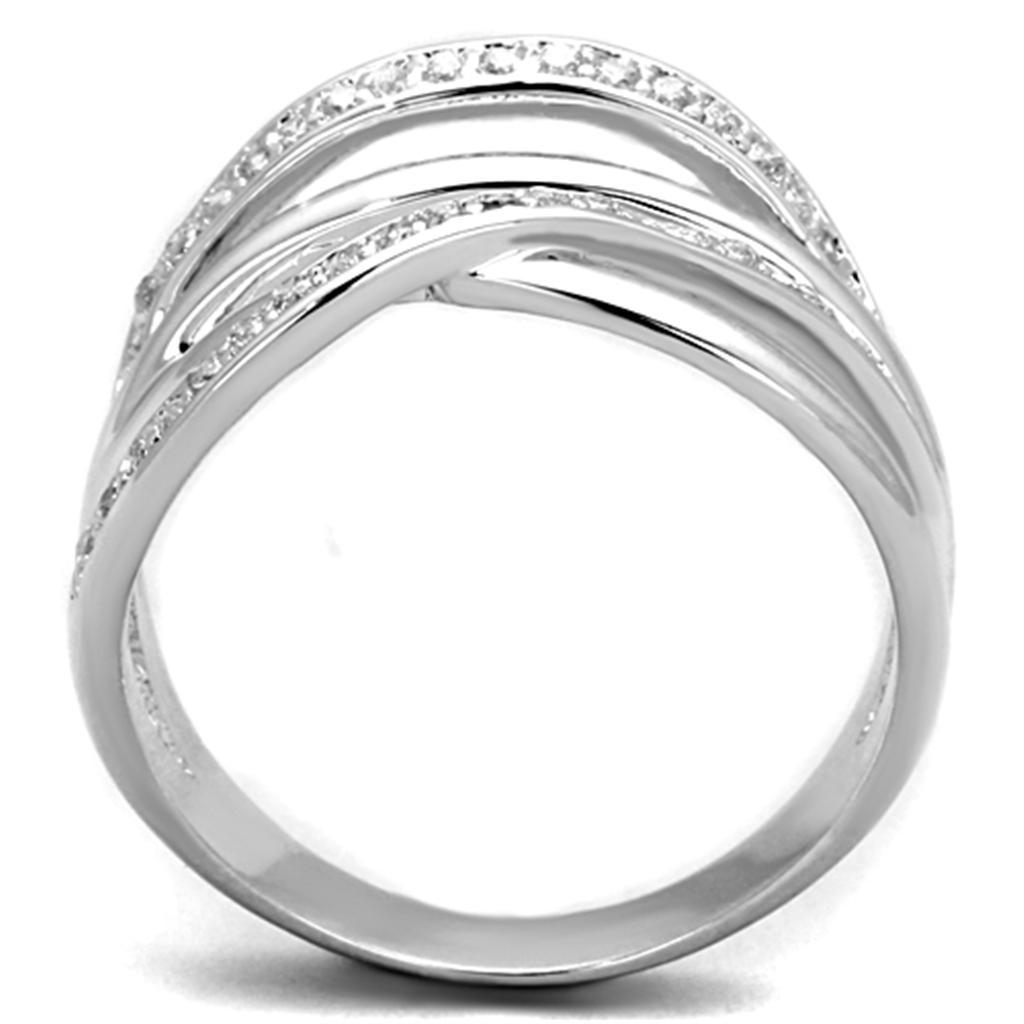 3W836 - Rhodium Brass Ring with AAA Grade CZ  in Clear-2