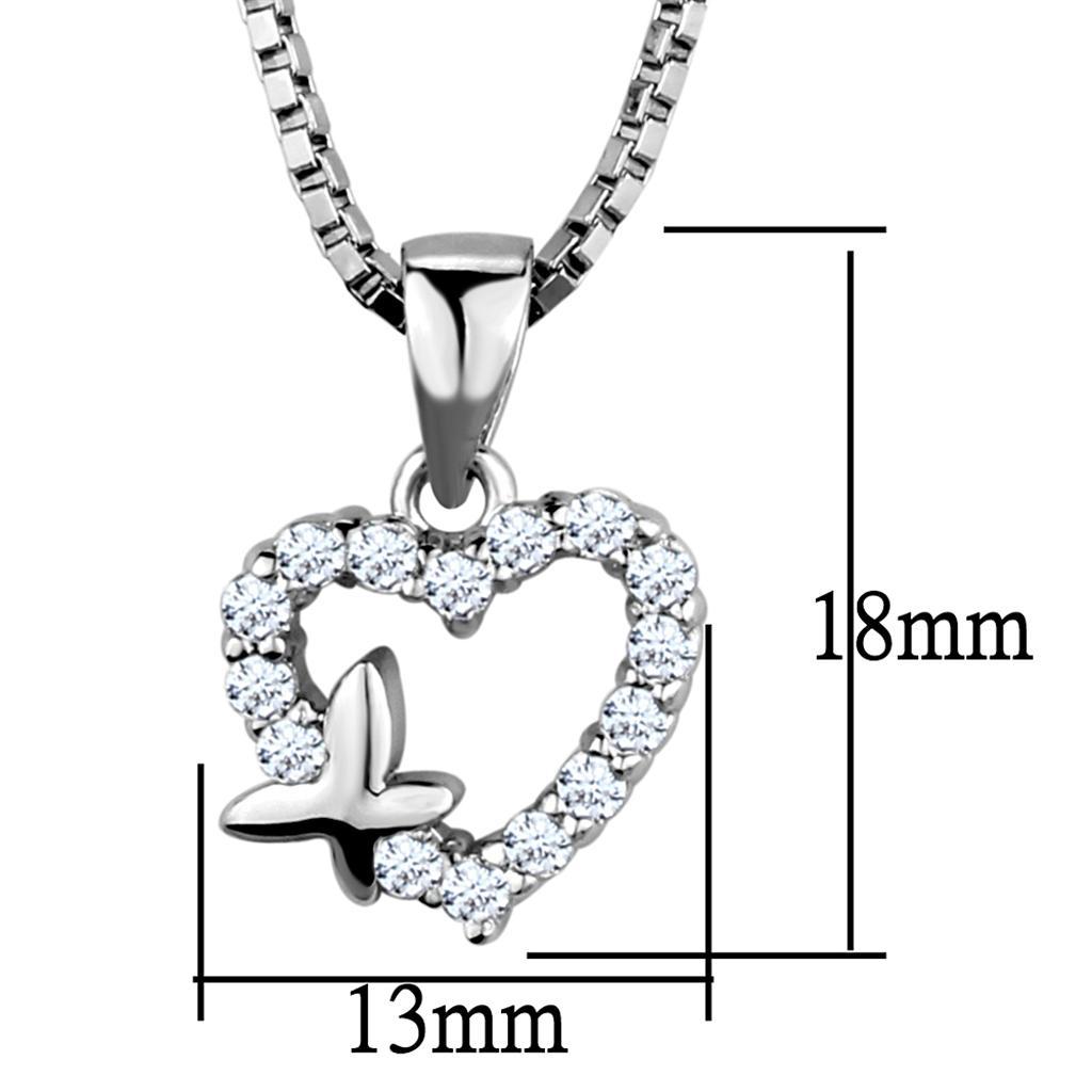 3W840 - Rhodium Brass Chain Pendant with AAA Grade CZ  in Clear-1