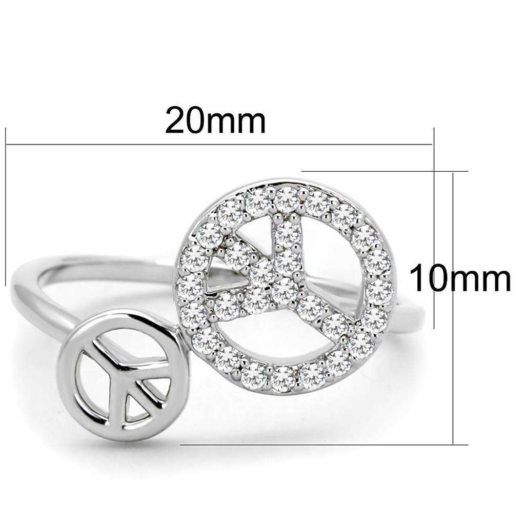 3W853 - Rhodium Brass Ring with AAA Grade CZ  in Clear-1