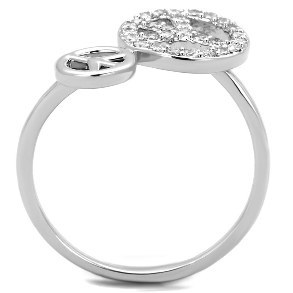 3W853 - Rhodium Brass Ring with AAA Grade CZ  in Clear-2