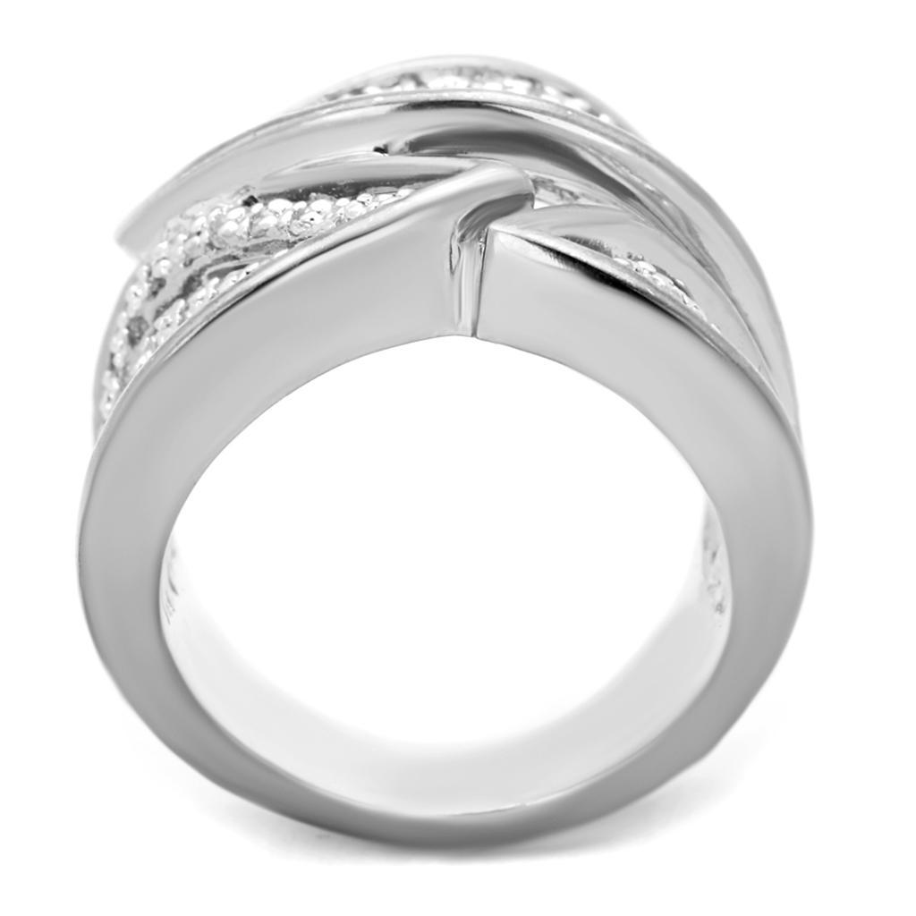 3W854 - Rhodium Brass Ring with AAA Grade CZ  in Clear-1