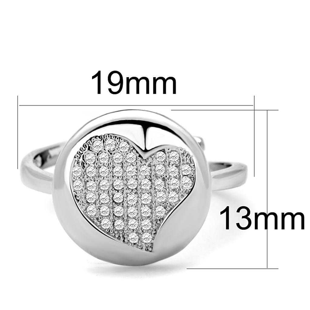 3W864 - Rhodium Brass Ring with AAA Grade CZ  in Clear-1