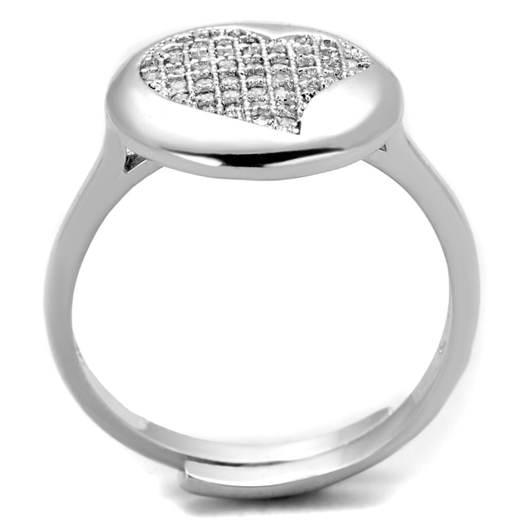 3W864 - Rhodium Brass Ring with AAA Grade CZ  in Clear-2