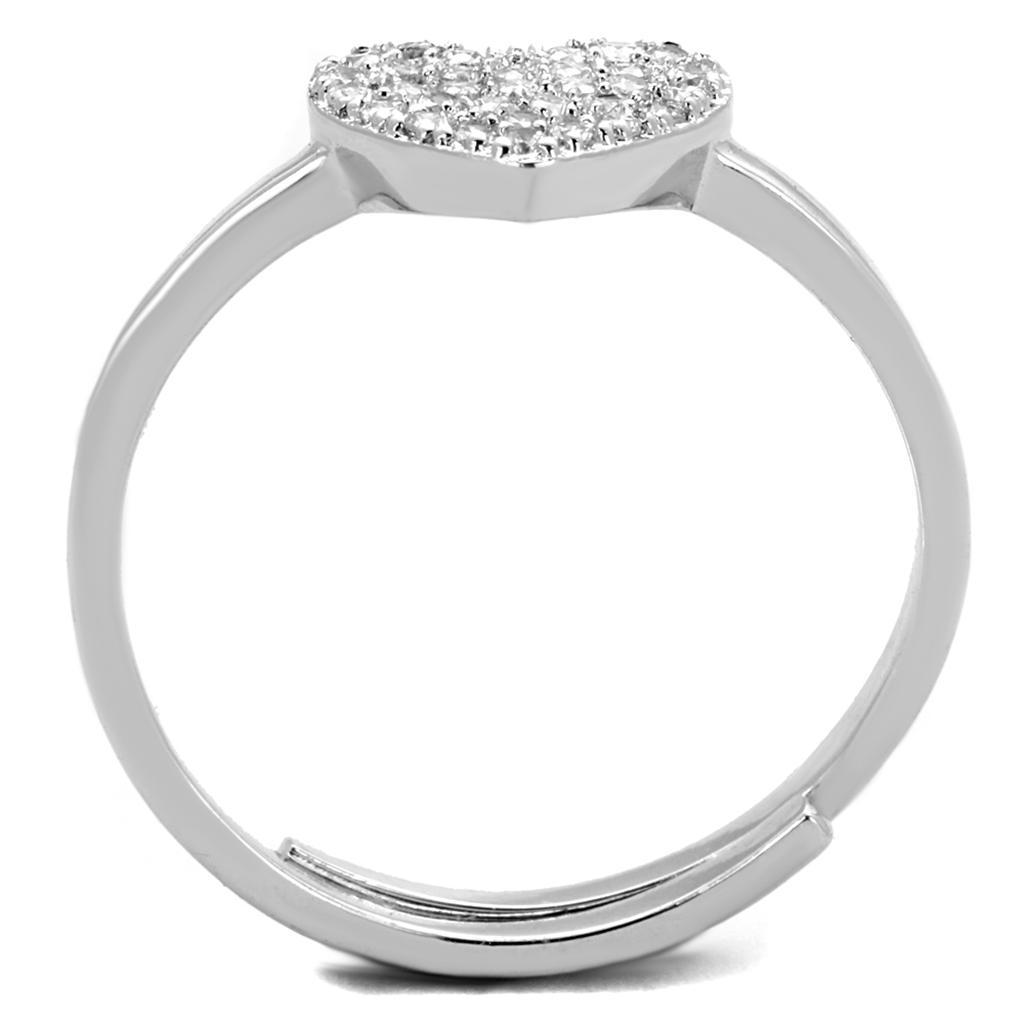 3W865 - Rhodium Brass Ring with AAA Grade CZ  in Clear-2