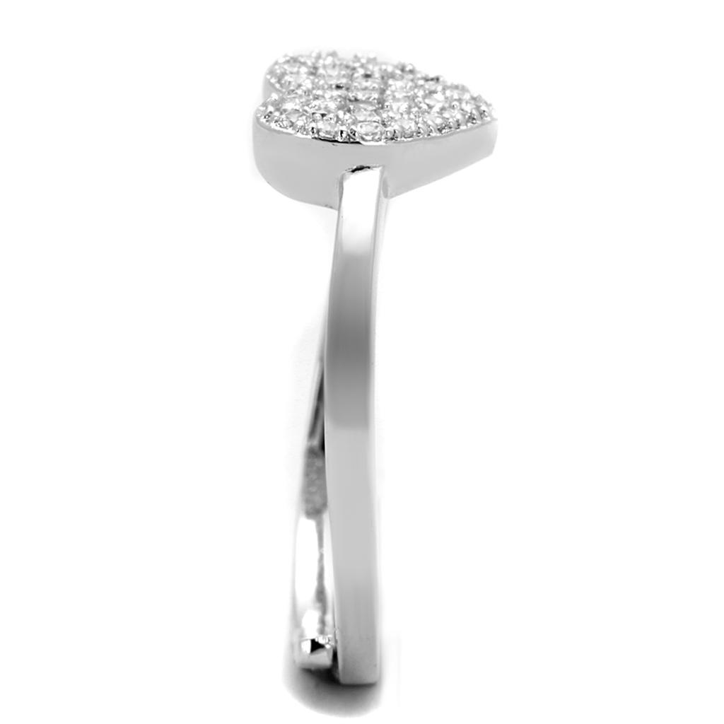3W865 - Rhodium Brass Ring with AAA Grade CZ  in Clear-3